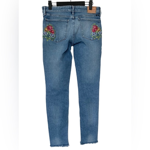 Lucky Brand Ava mid rise skinny jeans embroidered floral front‎ and rear, size 2 - Picture 4 of 14